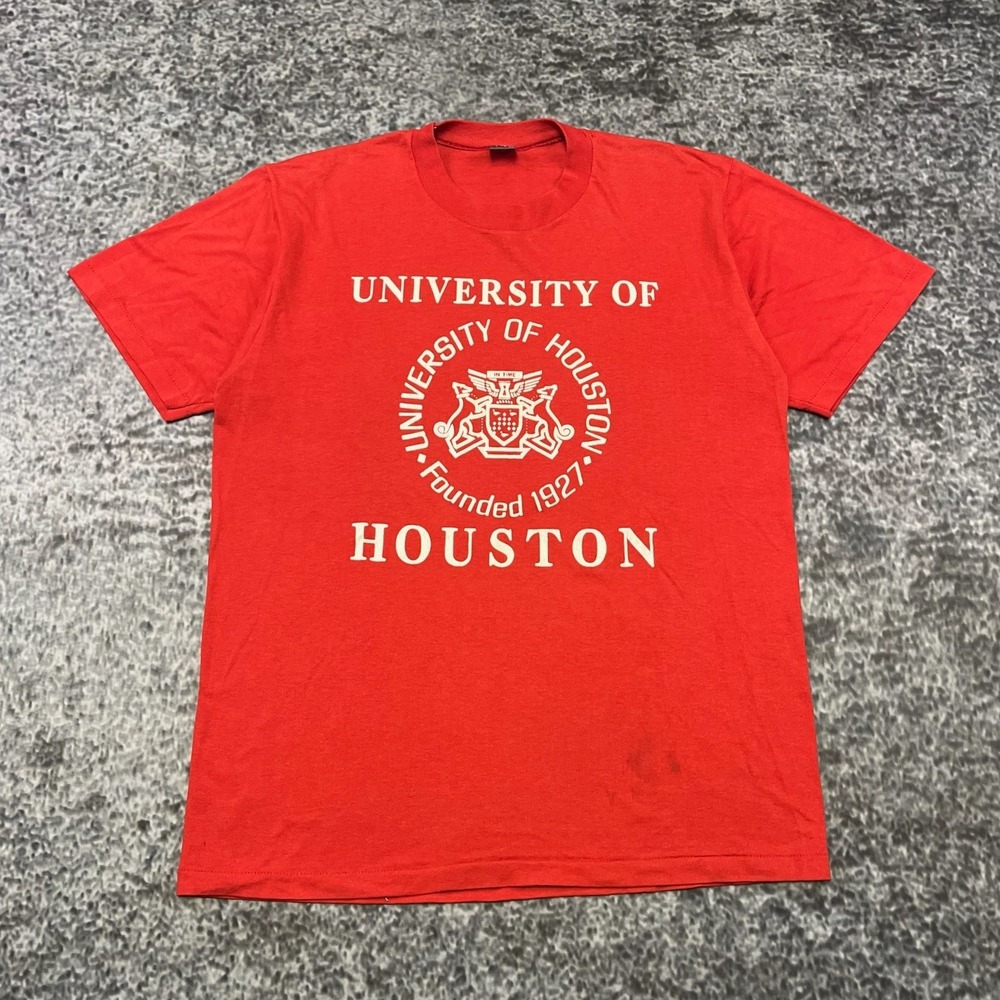 Vintage 80s‎ University Of Houston T Shirt Mens Large Red Jerzees Russell